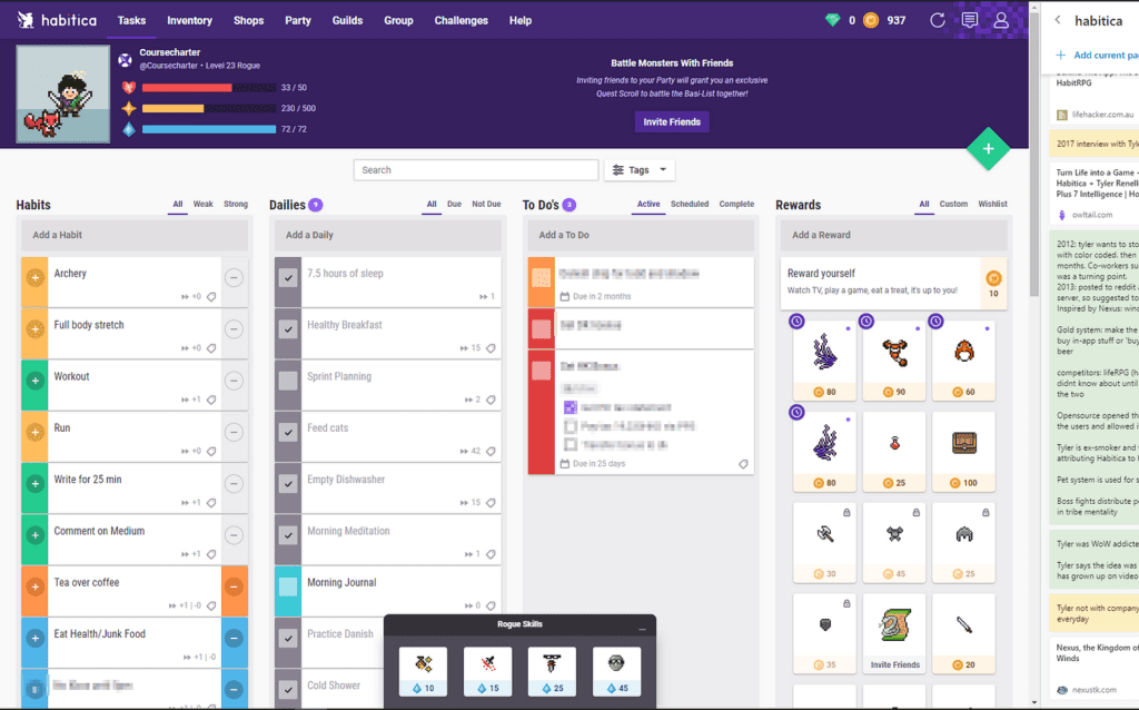 Habitica charts